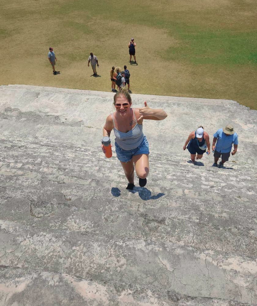 Family enjoying a tour of Xunantunich Mayan Ruin